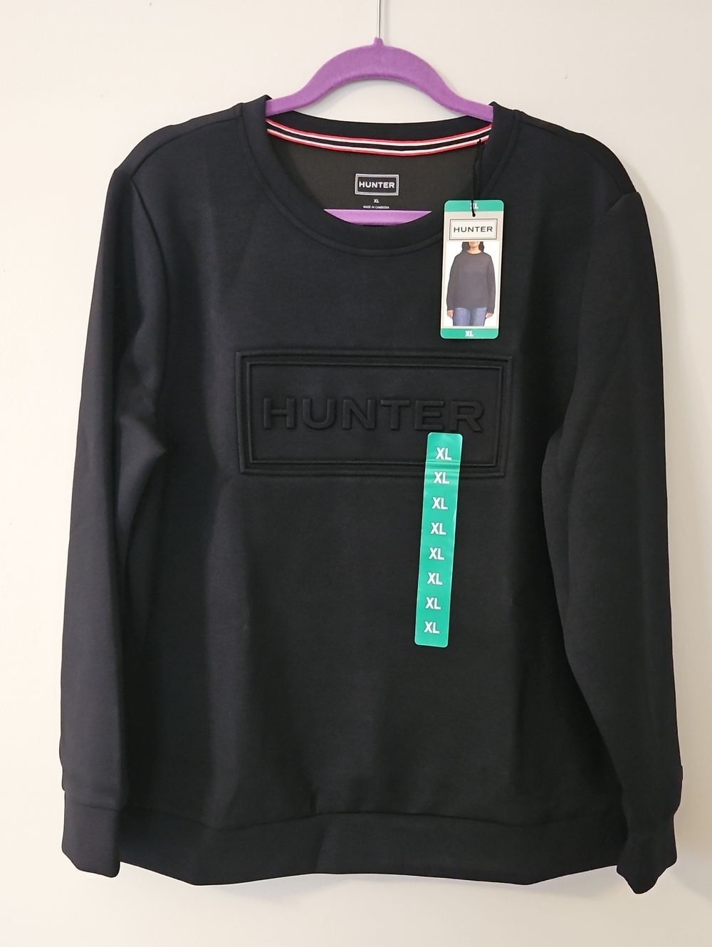 NEW! Hunter Black Embossed Logo Sweatshirt Size XL - Picture 3 of 8